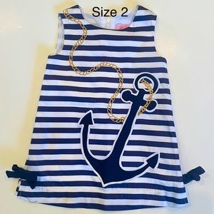 Lilly Pulitzer size 2 appliqué anchor nautical summer dress